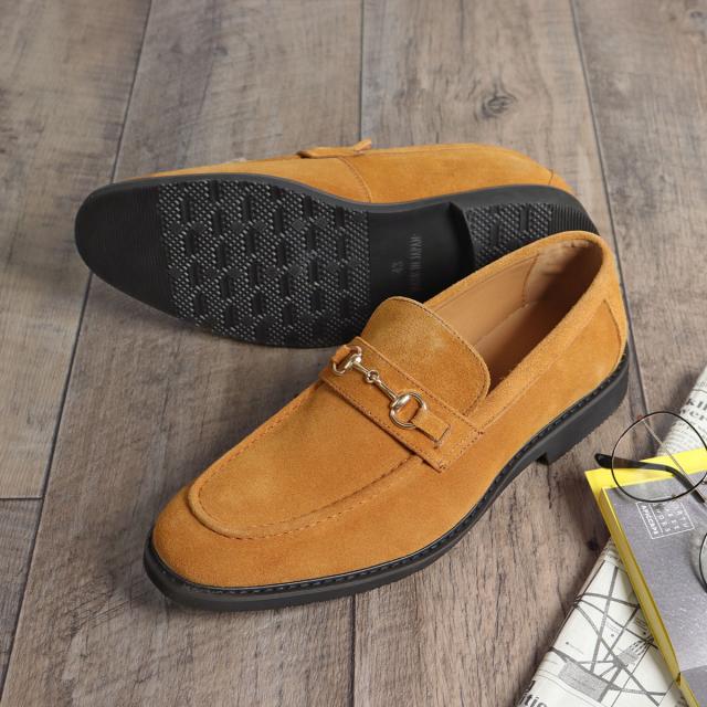 ビットローファー メンズ 本革  スエード Uチップモカ 3E 歩きやすい 2.5cmヒール カジュアル No.6358 25.0cm〜27.0cm 黒 デデス