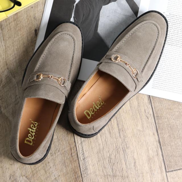 ビットローファー メンズ 本革  スエード Uチップモカ 3E 歩きやすい 2.5cmヒール カジュアル No.6358 25.0cm〜27.0cm 黒 デデス