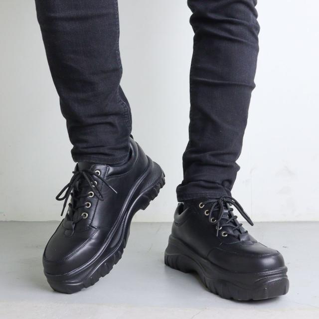 スニーカー メンズ ローカット ダッドスニーカー 厚底 6cmヒール 合成皮革 黒 幅広 3E No.ex100 25.0-27.0cm 身長アップ 足長 モノトーン ボリュームソール 疲れにくい 歩きやすい 韓国 おしゃれ ブラック 白 ホワイト exclamation エクスクラメーション カジュアル レザー スニーカー メンズ ローカット ダッドスニーカー 厚底 6cmヒール 合成