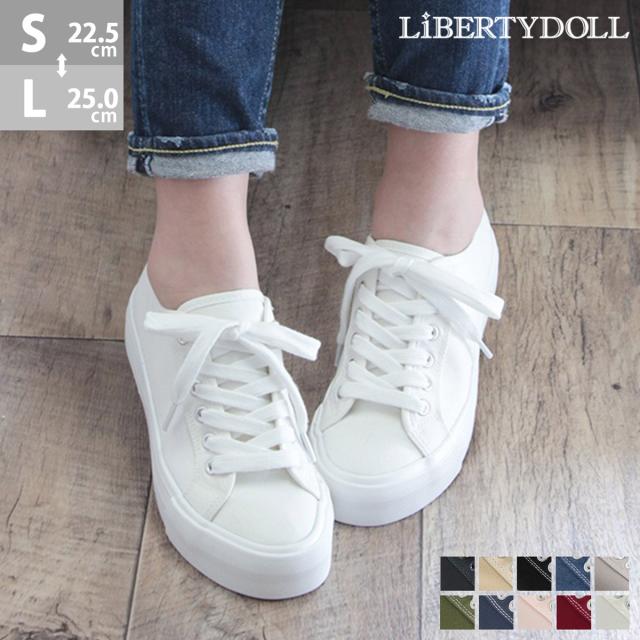 厚底スニーカー レディース 白 キャンバス ローカット 黒 ブラック ホワイト 3cmヒール No 5375 22 5cm 25 0cm Libertydollの通販はau Pay マーケット リバティードール レディース靴専門店