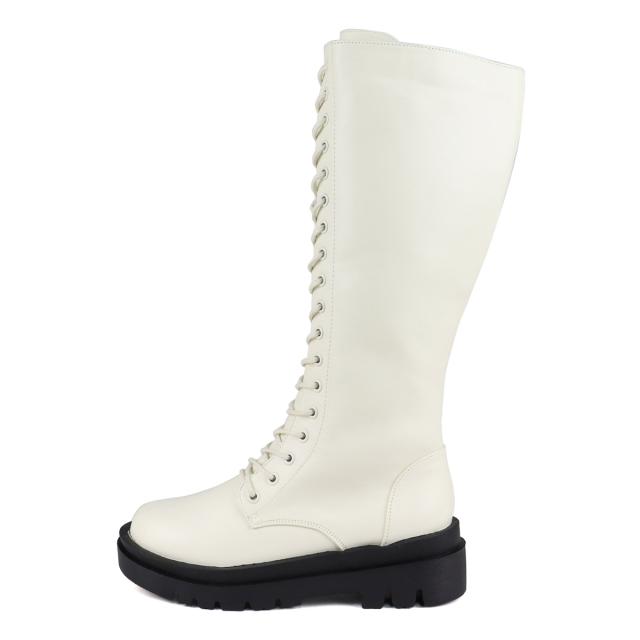 ブーツ レディース メンズ ユニセックス レースアップ 厚底 ロング丈 5cmヒール No.9090 22.0-27.0cm 黒 リバティードール_6