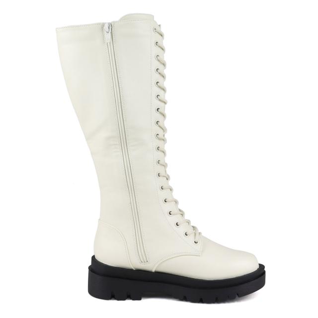 ブーツ レディース メンズ ユニセックス レースアップ 厚底 ロング丈 5cmヒール No.9090 22.0-27.0cm 黒 リバティードール_7