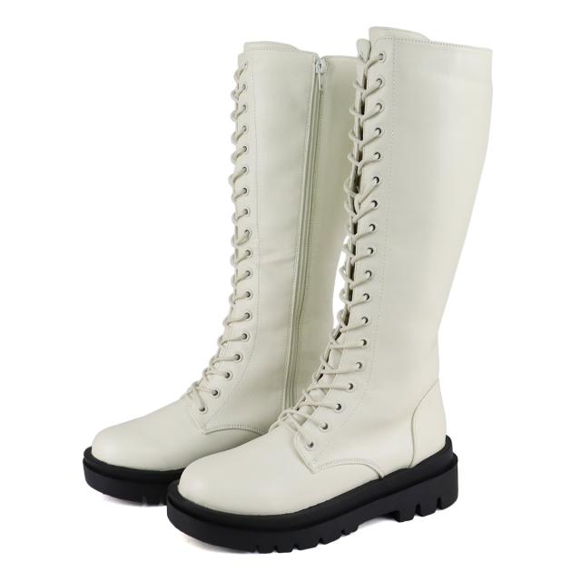 ブーツ レディース メンズ ユニセックス レースアップ 厚底 ロング丈 5cmヒール No.9090 22.0-27.0cm 黒 リバティードール_11