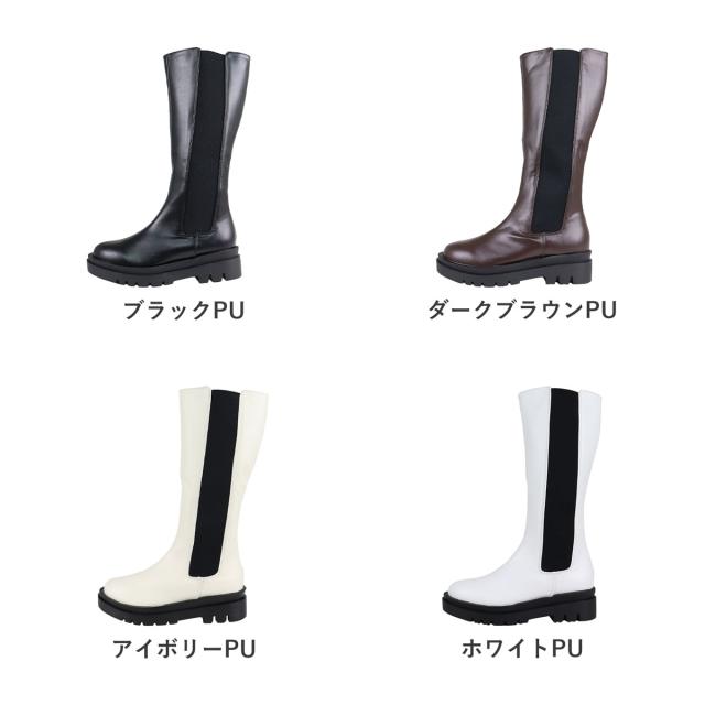 ブーツ レディース 厚底 5cmヒール ロングブーツ メンズ ユニセックス 大きめサイズ 歩きやすい サイドゴア サイドジップ 履きやすい 黒 ブラック 白 ホワイト No.9091 22.0-27.0cm LiBERTYDOLL リバティードール_13