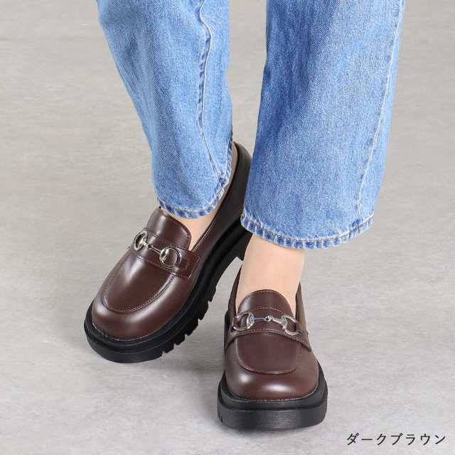 ユニセックス トレンド ラウンド ローファー 厚底 aimoha｜【shoes365】ラウンドトゥ厚底 ドレスシューズ