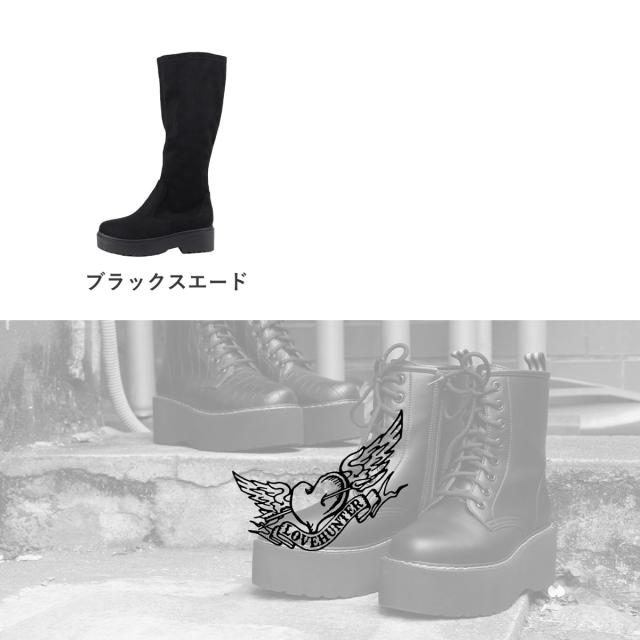 ブーツ レディース 厚底 5cmヒール 美脚 ロング丈 サイドジップ 履きやすい ストレッチ素材 歩きやすい ストーム 22.5-25.0cm No.1544 白 黒 防寒 履き口 スタイルアップ ブラック ホワイト 疲れにくい やわらかい 韓国 ファッション 秋 冬 LOVEHUNTER ラブハンター_15