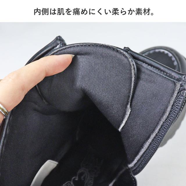 ショートブーツ レディース 厚底 8.0cmヒール ベルト サイドジップ No.1615 22.5-24.5cm 黒 LOVEHUNTER ラブハンター_1