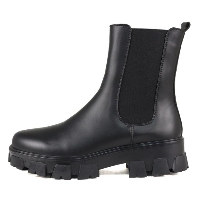 サイドゴアブーツ メンズ ラウンドトゥ タンクソール 防滑 ミドルブーツ 厚底 5cmヒール No.1719 25.0cm〜27.0cm 黒 ブラック LOVEHUNTER ラブハンター