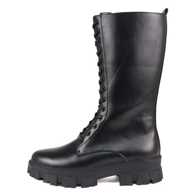 ロングブーツ メンズ レースアップ タンクソール サイドジップ 14ホール 編み上げ 厚底 5cmヒール No.1721 25.0cm〜27.0cm 黒 ブラック LOVEHUNTER ラブハンター
