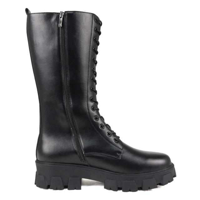 ロングブーツ メンズ レースアップ タンクソール サイドジップ 14ホール 編み上げ 厚底 5cmヒール No.1721 25.0cm〜27.0cm 黒 ブラック LOVEHUNTER ラブハンター