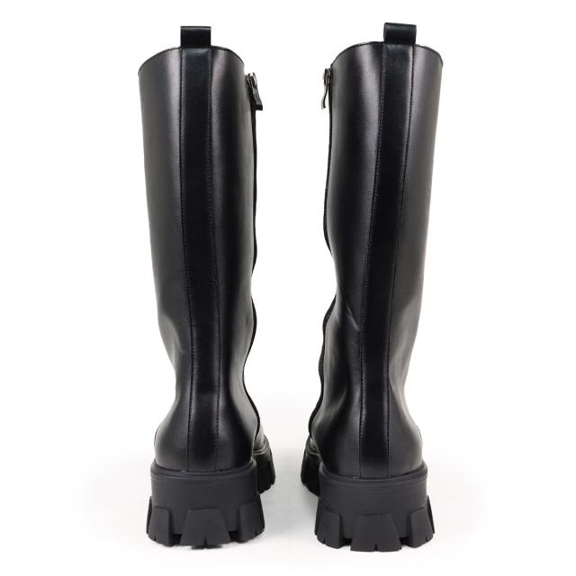 ロングブーツ メンズ レースアップ タンクソール サイドジップ 14ホール 編み上げ 厚底 5cmヒール No.1721 25.0cm〜27.0cm 黒 ブラック LOVEHUNTER ラブハンター