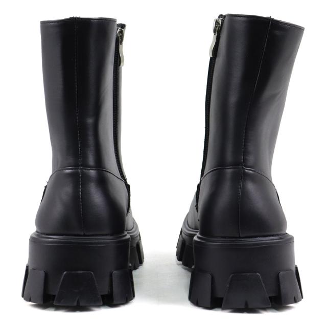 ショートブーツ メンズ 厚底 ラウンドトゥ サイドジップ 防滑 5cmヒール 25.0cm〜27.0cm 黒 ブラック No.1724 ラブハンター