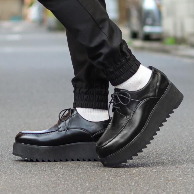 カジュアルシューズ メンズ Uチップ 紐靴 厚底 6cmヒール 防滑