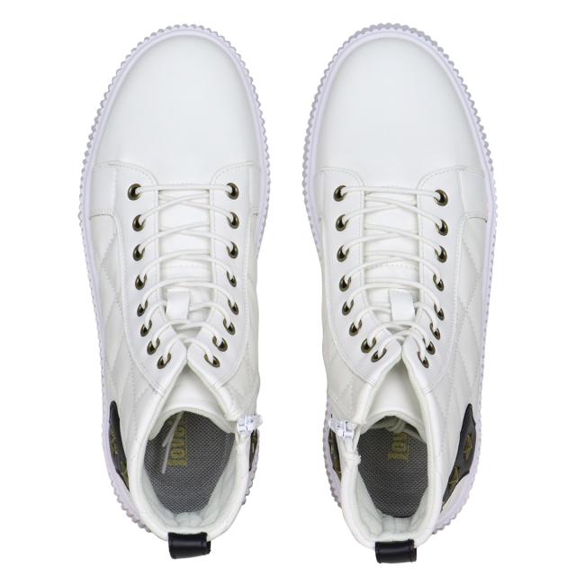 スニーカー メンズ ハイカット レースアップ サイドジップ 3E 履きやすい 歩きやすい 合成皮革 PUレザー カジュアル おしゃれ デザイン 星 スター 3cmヒール No.1889 25.0cm〜28.0cm 黒 ブラック 白 ホワイト LOVEHUNTER ラブハンター