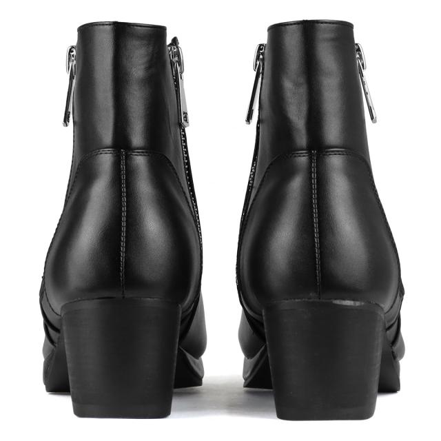 ブーツ ダブルジップ　プラットフォームソール 厚底 プレーントゥ メンズ No.6830 25.0cm〜27.0cm 黒 ブラック LOVEHUNTER ラブハンター