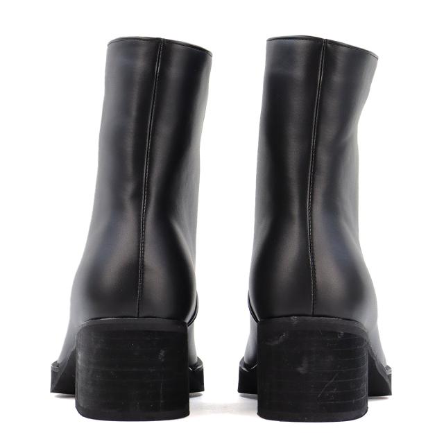 ブーツ メンズ ショート フロントジップ 太めヒール 6cmヒール リング