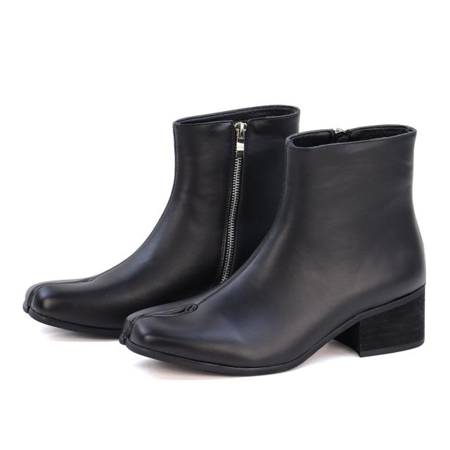 ブーツ メンズ ショート 足袋ブーツ タビ サイドジップ 太めヒール 6cm