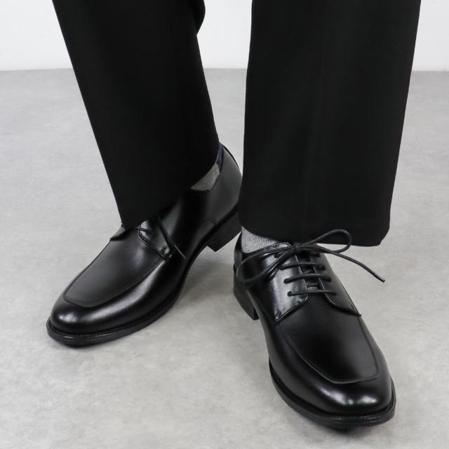 ビジネスシューズ 本革 革靴 レザー クッションインソール 防滑 3E 歩きやすい 履きやすい メンズ Uチップモカ 外羽根 紐靴 大きいサイズ No.6936 24.5-30.0cm 黒 ブラック SARABANDE サラバンド キングサイズ 通学 通学 仕事 レースアップ ビジカジ シンプル 無地_1