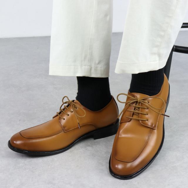 ビジネスシューズ 本革 革靴 レザー クッションインソール 防滑 3E 歩きやすい 履きやすい メンズ Uチップモカ 外羽根 紐靴 大きいサイズ No.6936 24.5-30.0cm 黒 ブラック SARABANDE サラバンド キングサイズ 通学 通学 仕事 レースアップ ビジカジ シンプル 無地_3