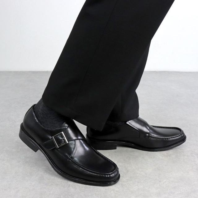ビジネスシューズ 本革 革靴 レザー クッションインソール 防滑ソール 3E 歩きやすい 履きやすい メンズ シングルモンクストラップ 大きいサイズ No.6937 24.5-30.0cm 黒 ブラック SARABANDE サラバンド キングサイズ 通勤 オフィス 外回り 営業 紳士靴 カジュアル_4