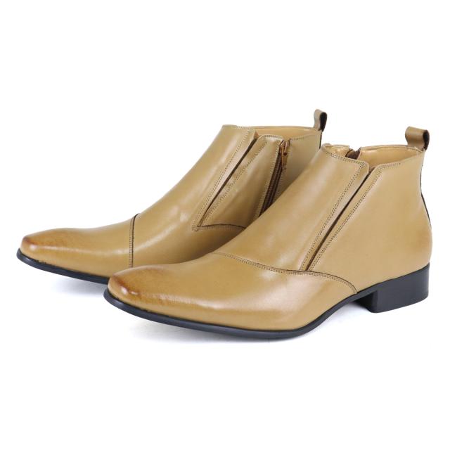 ビジネスブーツ 本革 メンズ 革靴 サイドジップブーツ ショート丈