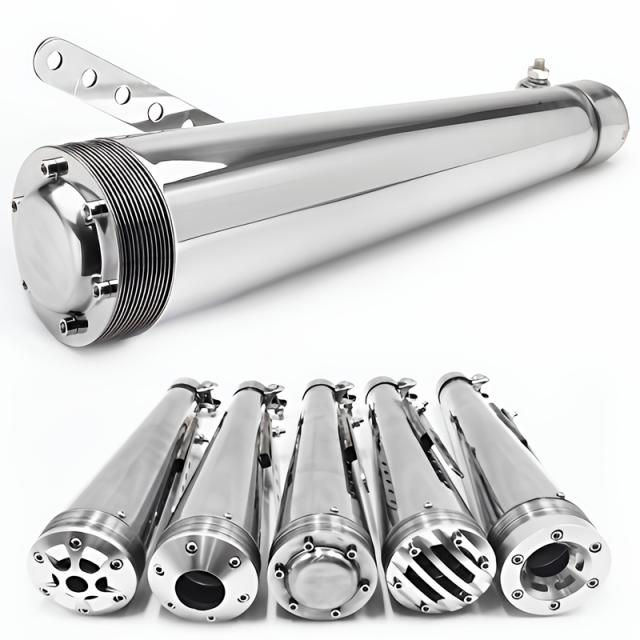 バイク 汎用 スリップオンマフラー サイレンサー レトロ ヴィンテージ 差込内径38-45mm 全長430mm アメリカン クラシック 銀 メッキ シルバー バルカン ドラッグスター シャドウ スティード ハーレー SR400 SR500 W400 W650 W800 レブル ビラーゴ イントルーダー