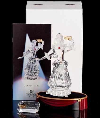 スワロフスキー swarovski 置物 SCS 2000 Masquerade Columbine Stand & Plaque ボックス付き クリスタル 0242032