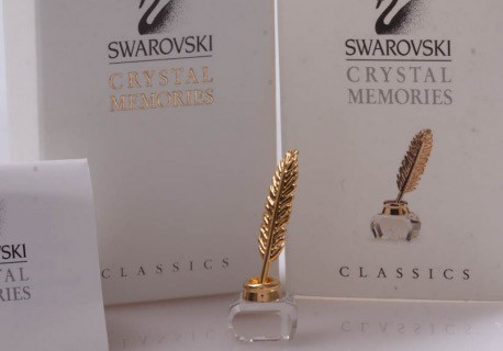 スワロフスキー Swarovski 2004年 廃盤品 『羽根ペン, インク壺