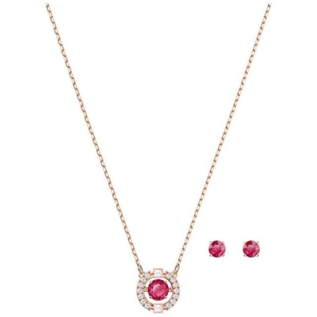 スワロフスキー Swarovski ネックレス ピアス レッド SPARKLING DANCE ROUND セット 5480494