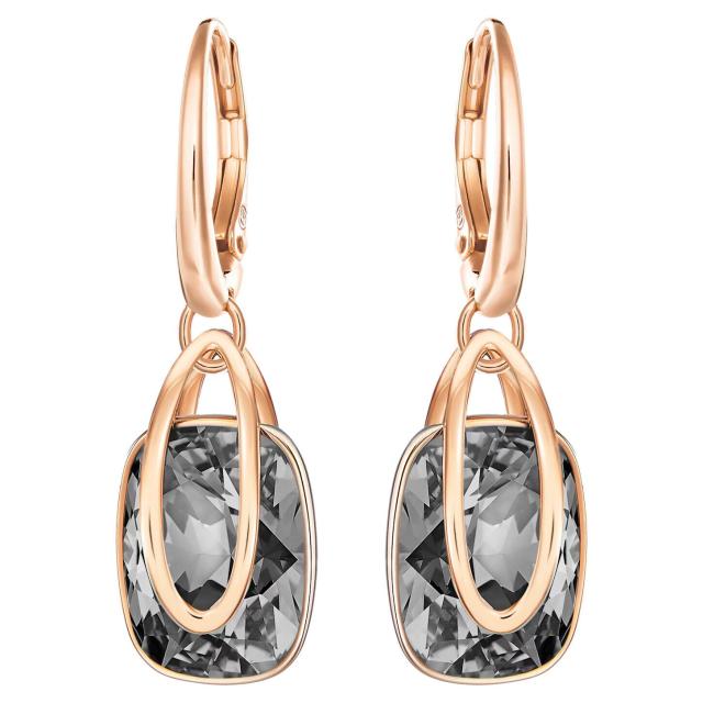 スワロフスキー Swarovski Holding ドロップピアス, グレー, ローズゴールドトーンプレーティング 5528488