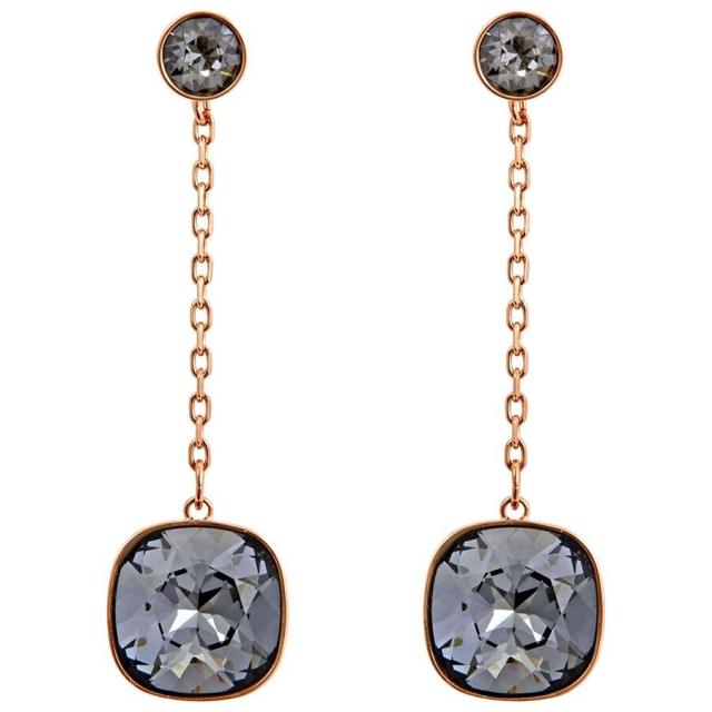 スワロフスキー Swarovski Lattitude ドロップピアス, ブラック, ローズゴールドプレーティング 5528512