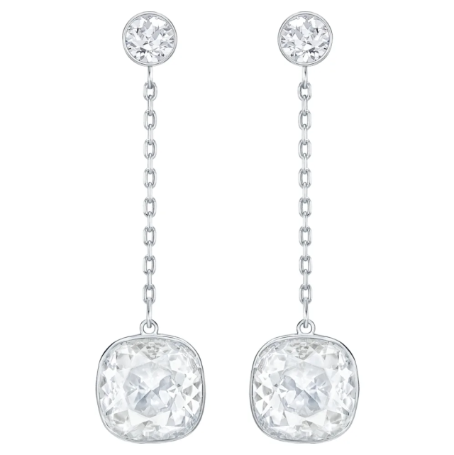 スワロフスキー Swarovski Lattitude ドロップピアス, ホワイト, ロジウム・プレーティング 5528513の通販は 26,492円