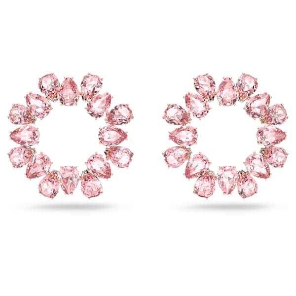 【Swarovski】Millenia フープピアス 5671253 Millenia hoop earrings, Octagon cut, Green, Gold-tone plated