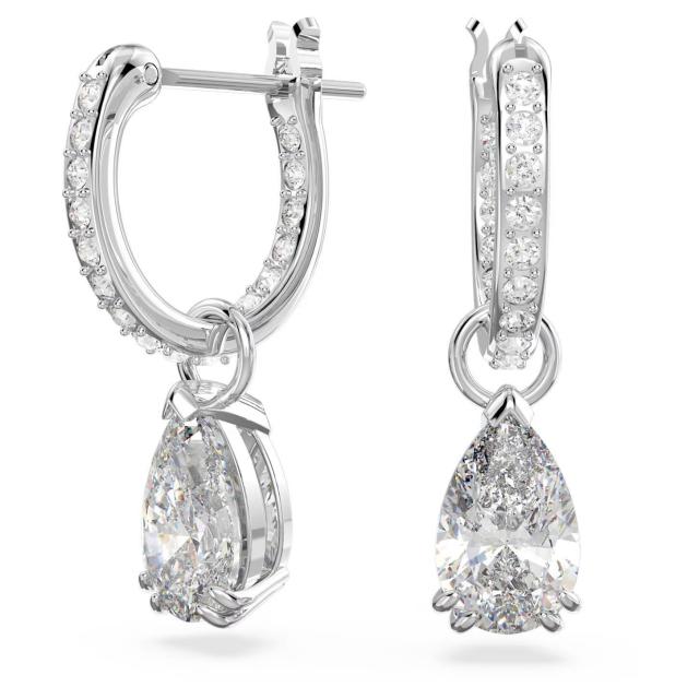 【美品】SWAROVSKI フープピアス ホワイトロジウムプレーティング 公式】【スワロフスキー】Dextera フープピアス パヴェ, 大