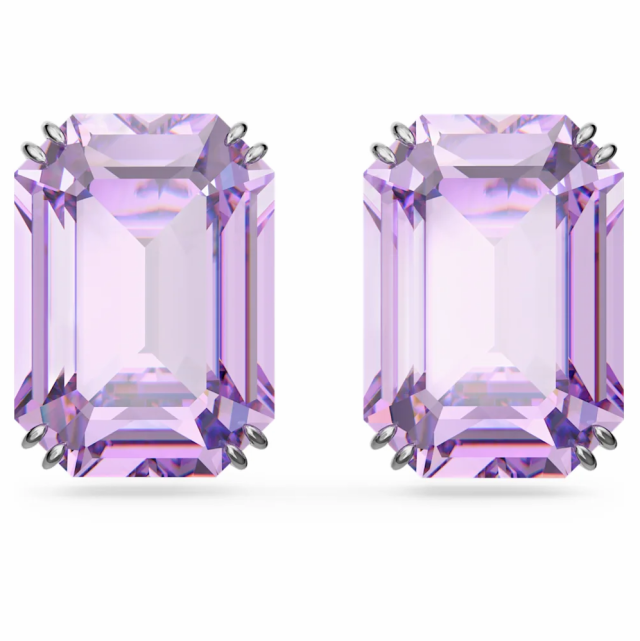 スワロフスキー Swarovski Millenia スタッドピアス オクタゴンカット, パープル, ロジウム・プレーティング 5638493