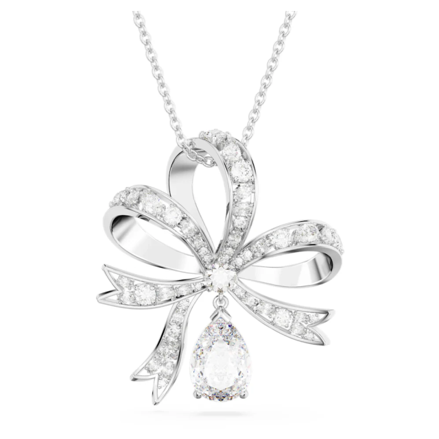 スワロフスキー Swarovski Volta ペンダント リボン ホワイト ロジウム・プレーティング 5647561