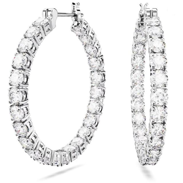 スワロフスキー Swarovski クリア Matrix フープピアス ロジウム・プレーティング 5647715