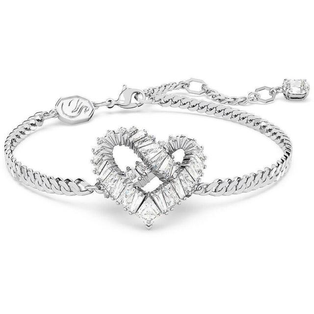 スワロフスキー Swarovski Matrix ブレスレットハート, ホワイト, ロジウム・プレーティング 5648299