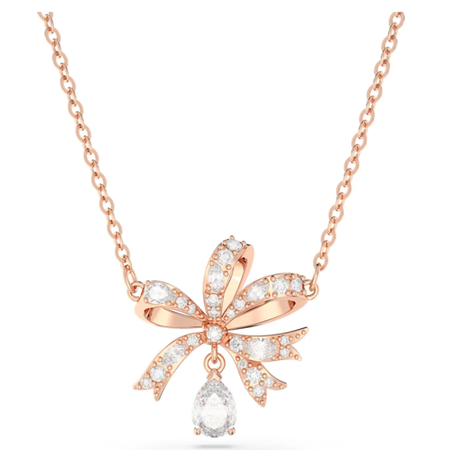 スワロフスキー Swarovski Volta ネックレス リボン ホワイト, ローズゴールドトーン・プレーティング 5656741