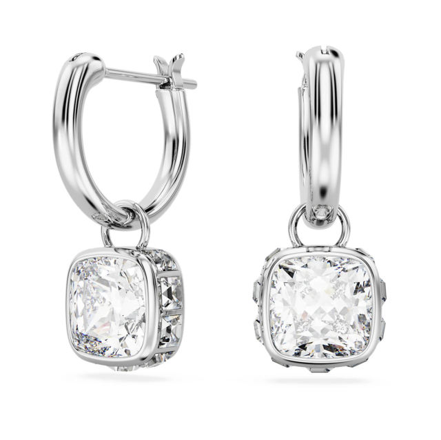新品 SWAROVSKI stillaドロップピアス スワロフスキー Stilla ドロップピアス, ラウンドカット, ホワイト, ゴールド