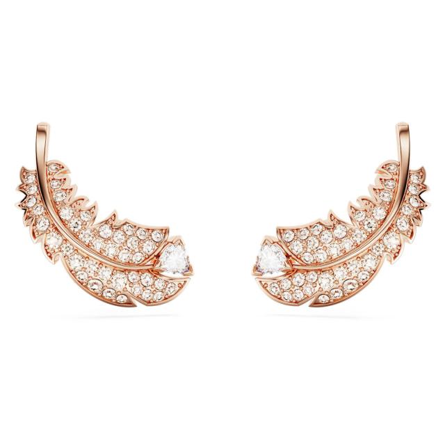 スワロフスキー Swarovski フェザー 羽 Nice スタッドピアス ローズゴールドトーン・プレーティング 5663490