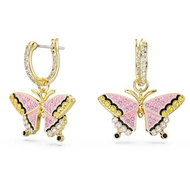 スワロフスキー Swarovski マルチカラー 蝶 Idyllia ドロップピアス