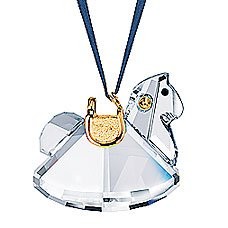 スワロフスキー Swarovski 2007年 廃盤品 『ロッキングホース オーナメント, ゴールド』 842759