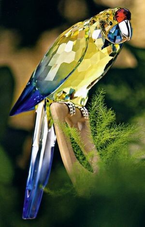 スワロフスキー Swarovski 廃番品 クリスタル 置物 鳥 グリーンロゼラ
