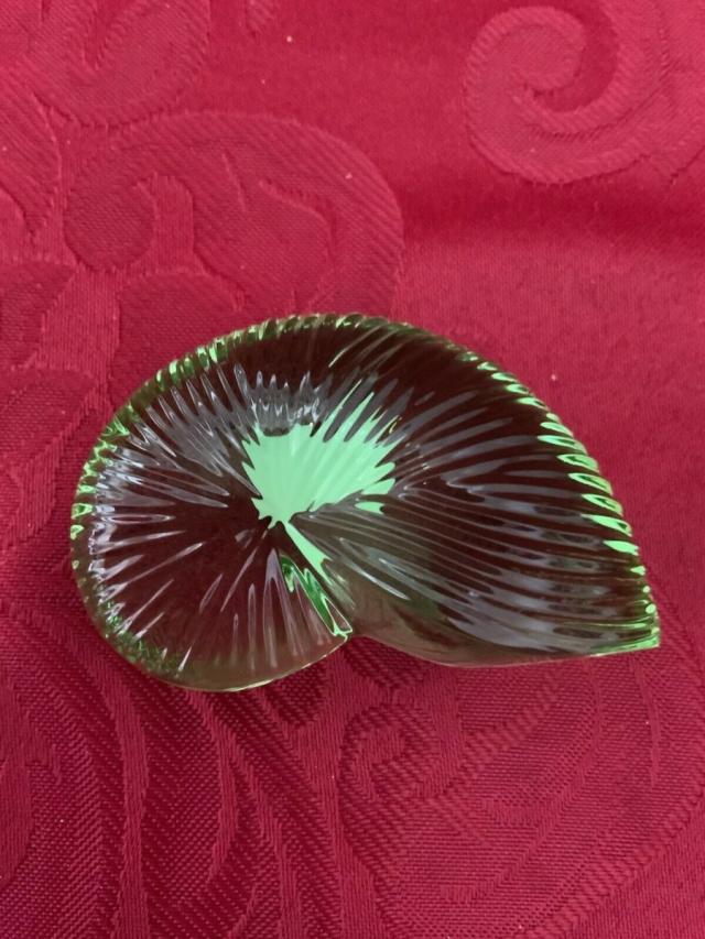Baccarat バカラ 置物 海のシェル エスカルゴ グリーン クリスタル フィギュリン_3