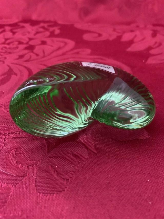 Baccarat バカラ 置物 海のシェル エスカルゴ グリーン クリスタル フィギュリン_5