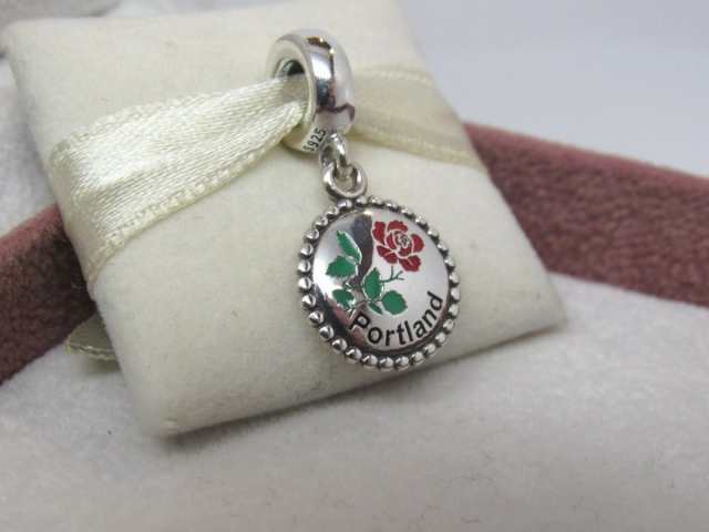 Pandora パンドラ チャーム ローズ バラ Portland Enamel Rose Dangle Charm レア 薔薇 花