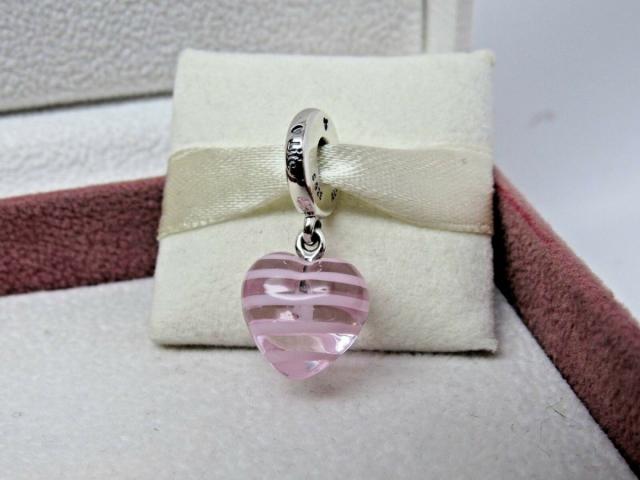 Pandora パンドラ チャーム Pink Ribbon Heart Dangle Glass Murano Charm ピンク ハートの通販は 10,823円