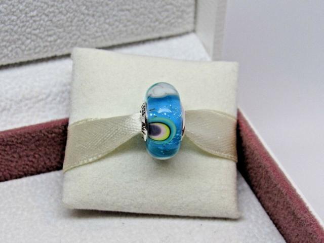 Pandora パンドラ チャーム Iridescent Rainbow Glass Murano Charm 虹色 ガラス_1
