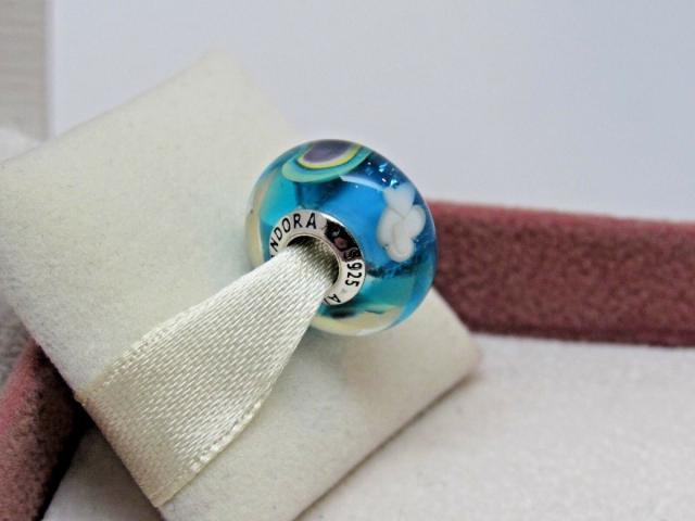 Pandora パンドラ チャーム Iridescent Rainbow Glass Murano Charm 虹色 ガラス_2